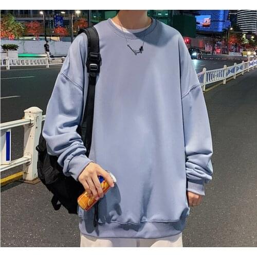 Autumn Spring 2021 Hoodies Sweatshirt Mens Solid Loose Hip Hop Punk Pullover Streetwear Casual Fashion Clothes OVERSize 5XL