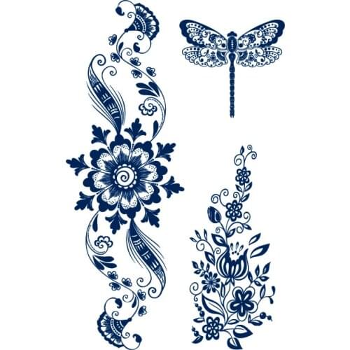 Dragonfly/Flower/Ghost Hime/Lotus/Arrow/Earth Lasts 15 Days Waterproof Temporary Tattoos Men Flash Tatoo Fake Tattoo Sticker