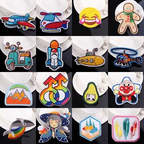 Pulaqi Diy Rocket Embroidered Patches For Clothing Patch For Clothes Iron On Patches Helicopter Girl Accessories Cartoon Cute