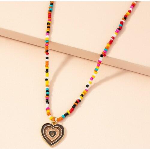 Y2K Jewelry Soft Pottery Rainbow Heart Pendant Necklace for Women Vintage Punk Fashion Necklace Charm 90s Aesthetic New Gits