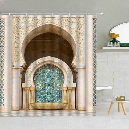 Shower Curtain Morocco Ancient Architecture Marble Waterproof Polyester Fabric High Quality With Hooks 3D Printing Bath Screen