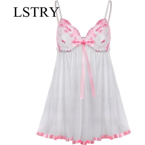 Plus Size Women Nightgown Hot Nightwear Sexy Lingerie Lace Slits Nightdress V-neck Nightie Vintage Sleepwear Female Robe Pijama