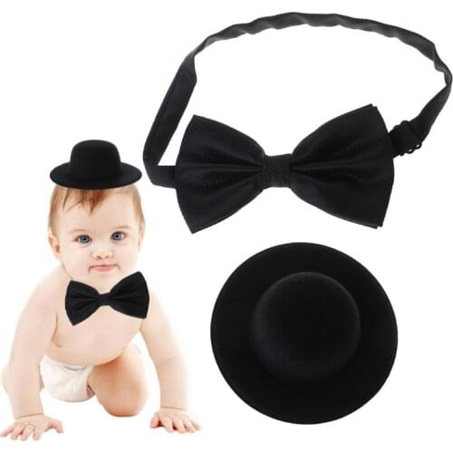 1 Set Baby Hat Bowtie Cap Tie Photography Costume Cosplay Newborn Photo Commemorative Memorial Props DIY Decoration Funny Kids
