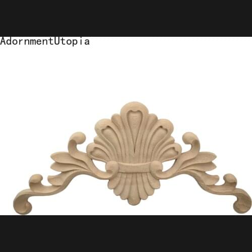 2PCS Woodcarving Decal Home Furniture Carved Applique Window Door Decor Wooden Figurines Miniatures Crafts Garden Decoration