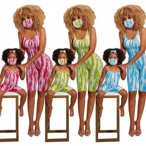 2021 Fashion Family Matching Outfits Mother Daughter Bodysuit Women Girl Sling Romper Sets Mom Baby Kids Clothes For Babies