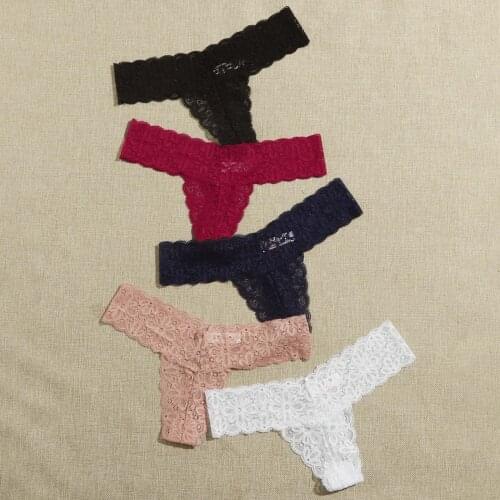 G-string Panties 5pcs Womens Sexy Lingerie Lace Open Thong Panties G-pants Lingerie Underwear Нижнее Белье Женское Стринги