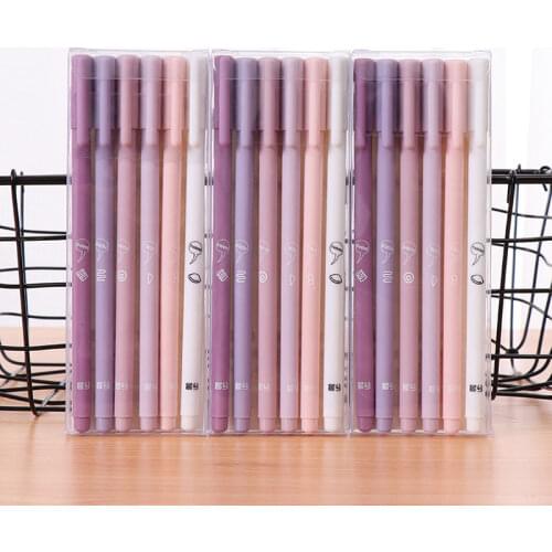 6pcs/set Avocado Green Black Ink Morandi Simple Gel Pen Kawaii Quick Drying Cap Neutral Pen Bullet Journal Supplies Gel Pen Set