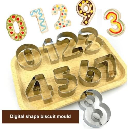 Kitchen Biscuit Mold Large Size 0-8 Number Shape Cookie Cutter Stainless Steel Cookies Mold Bread Cake Decorating Tools 9pcs/set
