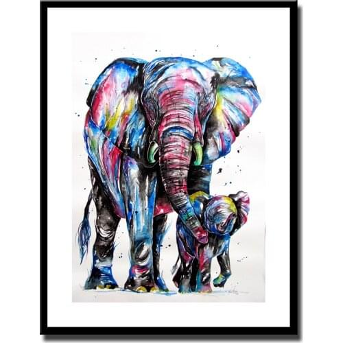 Abstract Painting Watercolor Elephants Inkjet Canvas Art Paintings Artwork Painted Wall Decor Wall Pictures For Living Room