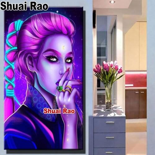 Purple Woman Diy diamond painting Full Square/Round drill 5d diamond embroidery portrait Darkness Girl 3d cross stitch,Top Gift