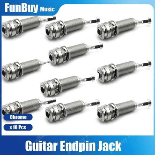 Free Shipping 10PCS CYLINDER Guitar Pickup Endpin Output Jack Nickel Strap Lock Chrome