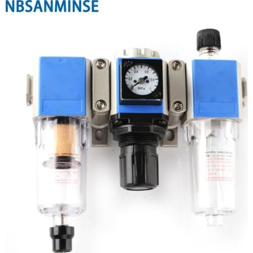 Air Preparation Units GC 200 1/8 1/4 3/8 1/2 Three Units Filter Regulator AIRTAC Type FRL Air Compressor Filter Regulator Sanmin