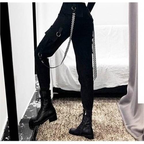 Fashion Cargo Pants Women Casual Joggers Black High Waist Loose Female Hip Hop Trousers Korean Ladies Pants Streetwear Girls