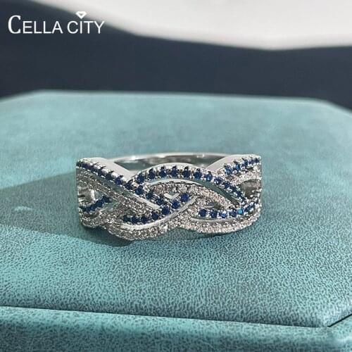 Cellacity Classic 925 sterling silver rings for women with sapphire gemstones 5a zircon man women ring wedding gift size 6-10