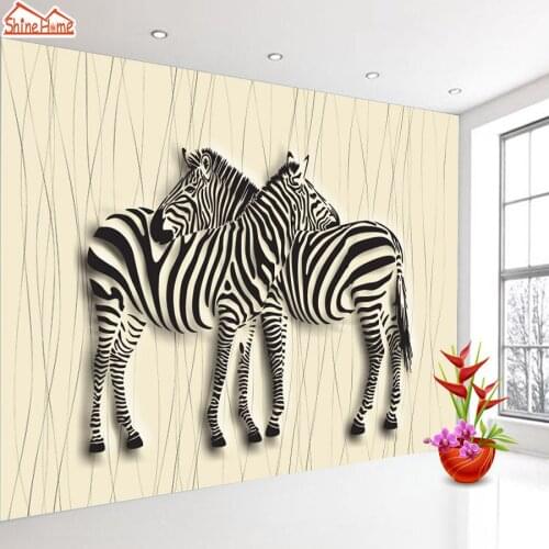 Black and White Zebra 3d Mural Wallpaper Wall Paper Papers Home Decor Wallpapers for Living Room Self Adhesive Murals Walls Roll