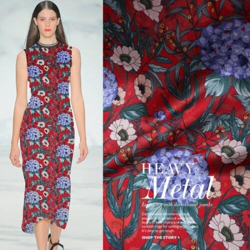 Printed Stretch Satin Silk Fabric Spandex Drape Breathable Soft Skin-friendly Shirt Harem Pants Garment Fabrics Sewing Cloth