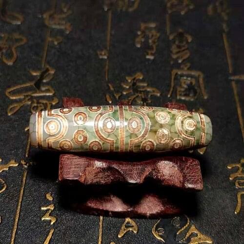 Fengshui Agate DZI 15.5*56mm Green/Khaki 36 Eyes Big DZI Men And Women Amulet Town House Evil Spirits Ornaments Free Shipping