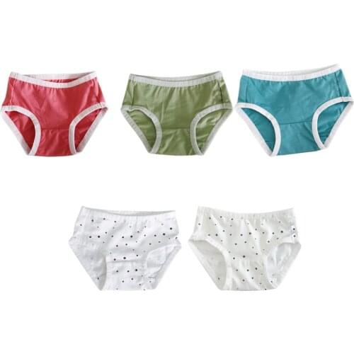 Baby Girl Cotton Panties Solid Breathable Soft Cartoon Print Panties Underwear Training Briefs For Children Underwear