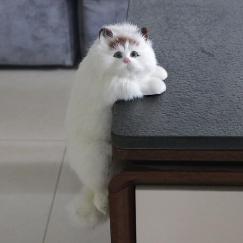Imitation Cat Animal Model Art Ornaments Home TV Decoration Hanging Cat Crafts Cute Animal Plush Toy Doll Gift Home Decoration
