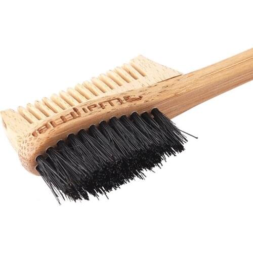 Shredded Hair Brush Dual Edge Comb Wide Application Ergonomic Mini Bamboo Wood Eyebrow Eyelash Brush for Beauty