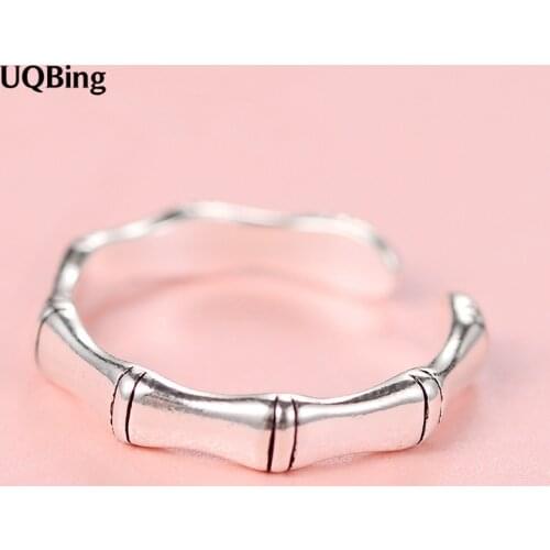 925 Sterling Silver Retro Bamboo Ring Open Ring Jewelry Christmas Gift Women Jewelry Finger Rings