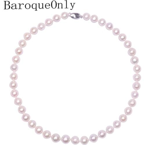 BaroqueOnly Natural Freshwater Pearl choker Necklace White Near Round Edison Pearl Jewelry Gifts for Women NCB