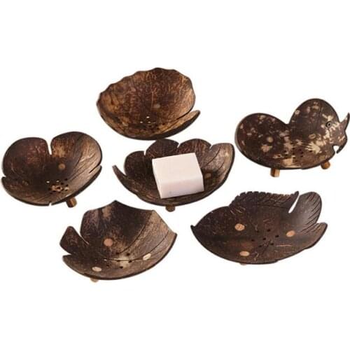 Creative coconut shell Soap Dishes Leaf Shape Coconut Soap Holder Tray Hollow Out hole Bathroom Supplies LX2314