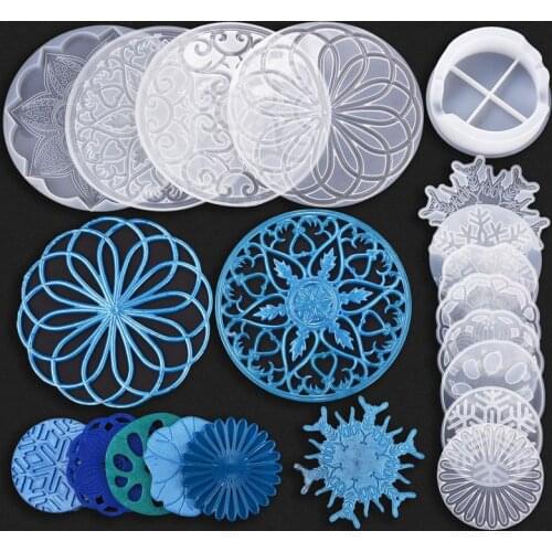 Round Coaster Silicone Mold For Epoxy Resin Mandala Snowflake Tray DIY Crystal UV Resin Mold Crafts Casting Mould Home Decor
