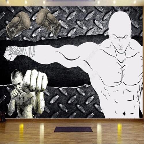 Nostalgic Metal Wall Sports Fitness Club Wallpapers Industrial Decor Gym Boxing Background Wall Paper Mural Papel De Parede 3d