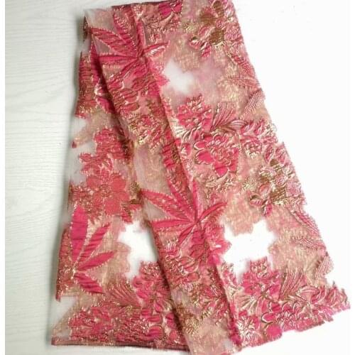 New African Brocade Jacquard Lace Fabric Nigerian Floral Organza Material French Net Tulle Cloth Tissus For Sewing Dress QOJ4