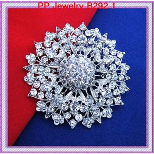 Sparkle Crystal 4PCS/LOT Rhodium Plated Huge Flower Brooch Pin