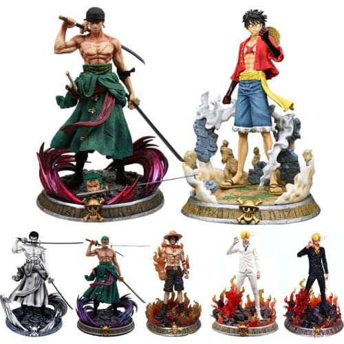 One Pieces GK Roronoa Zoro Model Action Figure Anime Luffy 25-41cm PVC Collection Toy Shine Statue Ace Desktop Decoration Figma