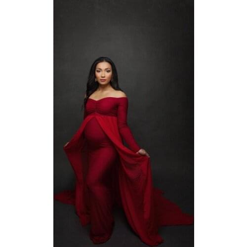 Maternity Gown Shoot Photo Maxi Maternity Dress SPLIT FRONT Maternity Cotton Gown Sexy Maternity Photography Props