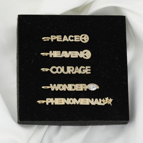 JUYA DIY Letter Charms Inlaid Zirconia Rhinestone Peace/Heaven Word Pendants For Handmade Earrings Pendant Jewelry Accessories