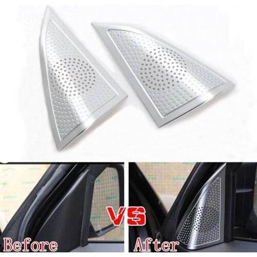 BBQ@FUKA 2pcs Front Door Sound Speaker Cover Trim Sticker Interior ABS Car Styling Fit for Jeep Compass 2011-2015