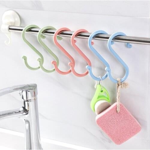 Portable Plastic Kitchen Hooks Behind S-shaped Door Hooks Creative Bathroom Nail-free Clothes Hook Home Universal Storage Hooks