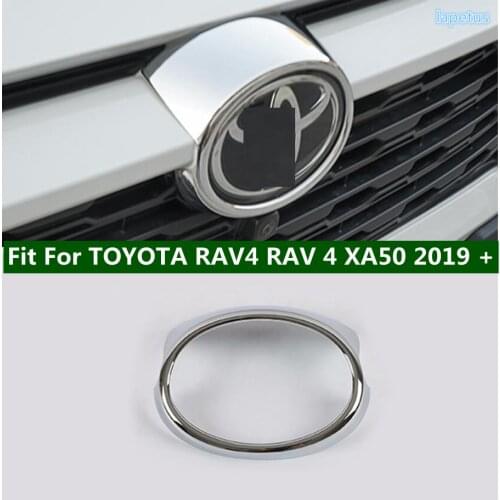 Lapetus Car Logo Frame Circle Trim Emblem Decors Cover Front Sticker 1PCS For TOYOTA RAV4 RAV 4 XA50 2019 - 2021 ABS Accessories