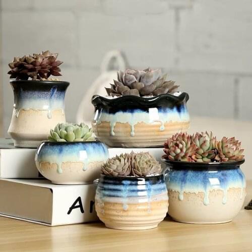 Retro flow glazed succulent flower pot Bonsai pots ceramic plants bloempot donice ogrodowe macetero balcony decorations garden