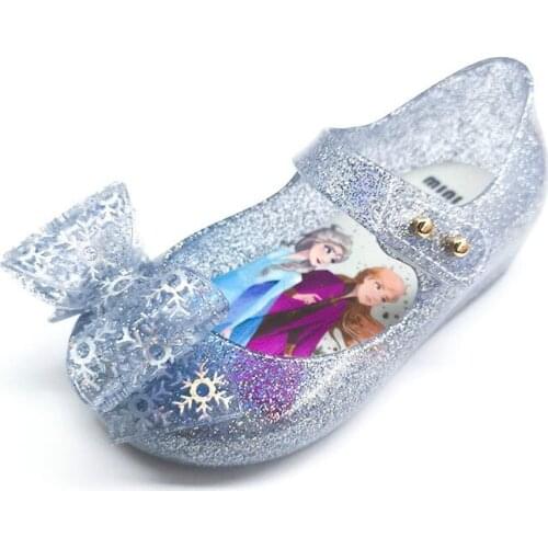Disney spring and summer princess bow girls sandals jelly shoes waterproof non-slip cute snowflake children jelly shoes