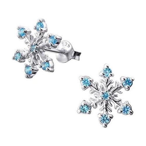 Snowflake zircon earrings fashion earrings elegant aristocratic simple female zircon earrings silver blue-white flower earrings