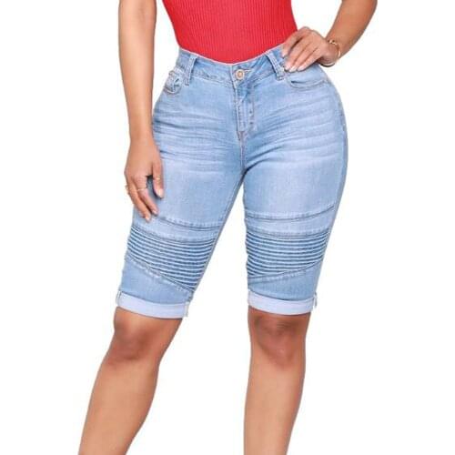 Denim Bermuda Woman Summer Jeans Shorts Womens Fashion High Waist Bodycon Cowboy Long Shorts Bermudas Femeninas