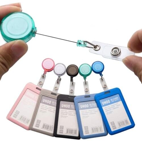 Cute Retractable Badge Reel Badge Holder for Student Nurse Exhibition ID Name Card Office Supplies Transparent Retractable Clasp
