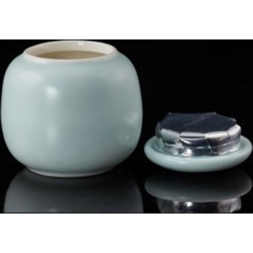 Blue Airtight 30g Matcha Caddy Porcelain Mini Tea Empty Storage canister Matcha Powder Tea Can Sugar Caddy China Jar Decoration