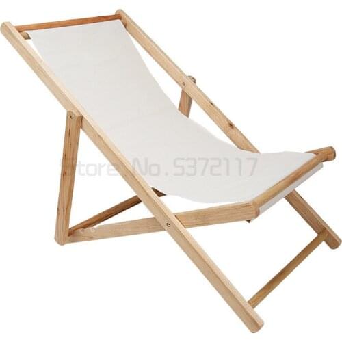 Beach chair lazy folding outdoor solid wood deck chair net red Oxford canvas balcony home leisure siesta easy
