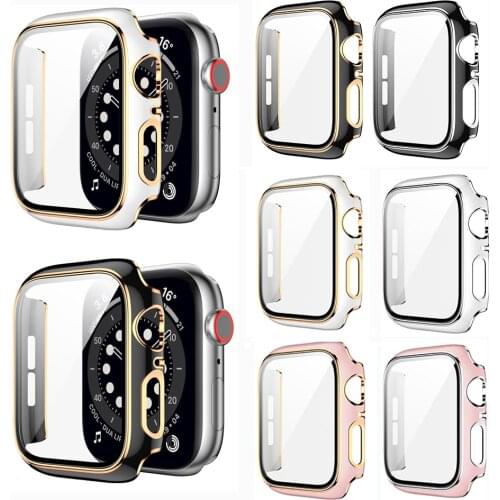Ultra Thin Hard PC Tempered Glass Screen Protector Protective Frame Shell for Apple Watch Series 6 SE 5 4 3 2 1