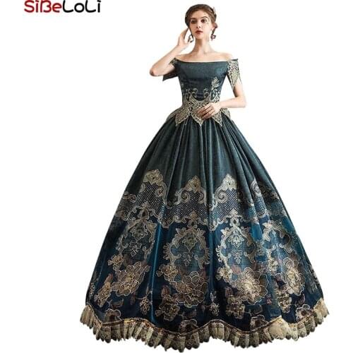Victorian Ball Gown European Court Clothing Party Masquerade Dinner Full Dress Stage Chorus Show