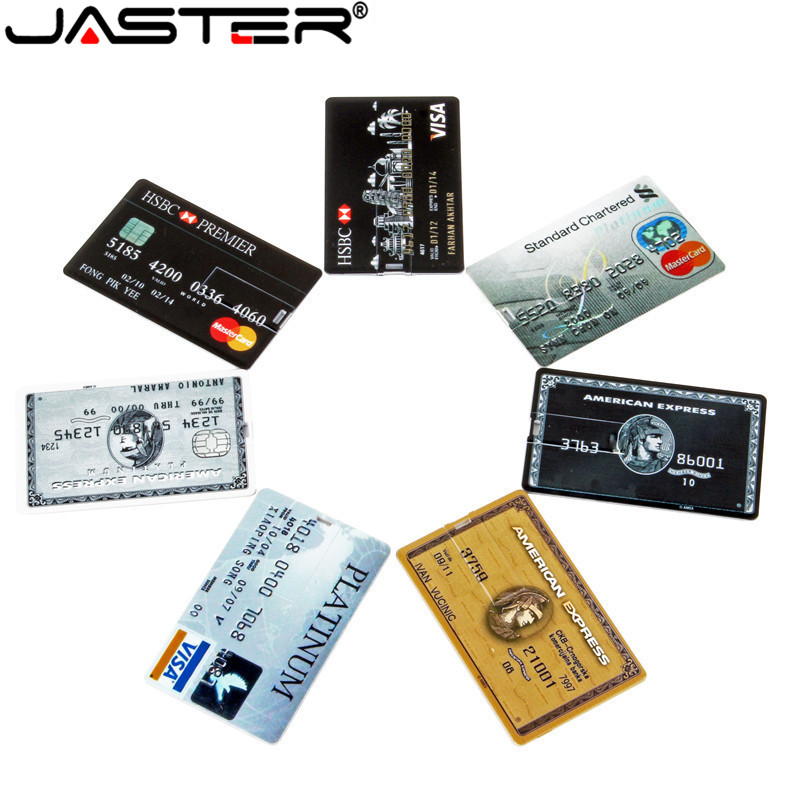 JASTER customer LOGO waterproof Super Slim Credit Card USB 2.0 Flash Drive 32GB pen drive 4G 8G 64G bank card model Memory Stick
