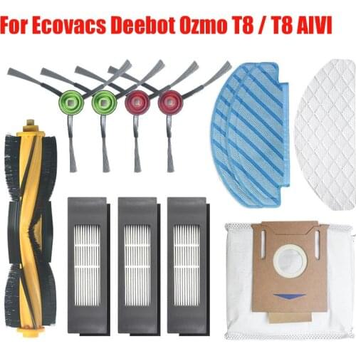 For ECOVACS DEEBOT OZMO T8 / T8 AIVI Robot Vacuum Cleaner Main/Side Brush Dust Bag Filter Disposable Mop Cloth Accessories Parts