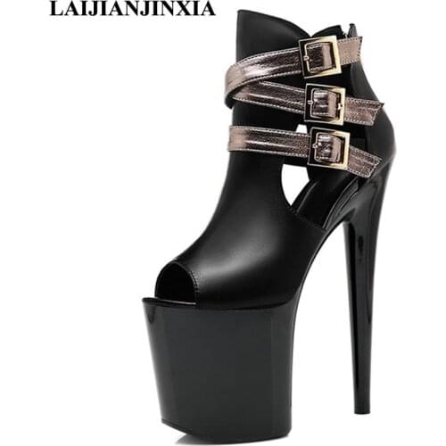 LAIJIANJINXIA Women Sexy New 20cm High Heels Night Club Wedding Party Pole Dance Shoes 10cm Platform Sandals Dancing Shoes Q-077