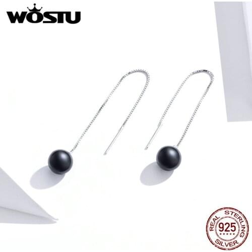 WOSTU 925 Sterling Silver pearl For Women Wedding Gift Female charming earrings stud jewerly pendientes mujer